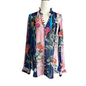 Express Multicolor Slim Portofino Sheer Unlined Shirt Women's Size M | 55-48